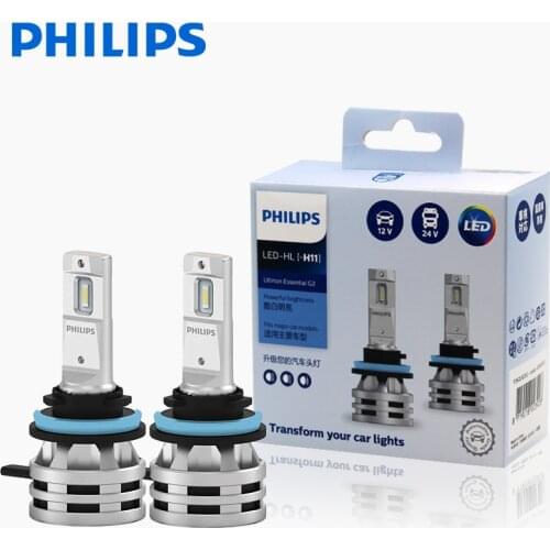 2X Philips Ultinon Essential G2 LED 6500K H11 12/24V 24W PGJ19 high beam/fog lamp original bulb ultra white light 11362UE2X2