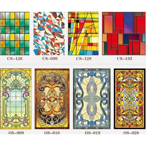 30 Style Custom Window Film Stained Privacy Electrostatic Adhesive Film for Home Church Frosted Glass Vinyl Window Tint Sticker