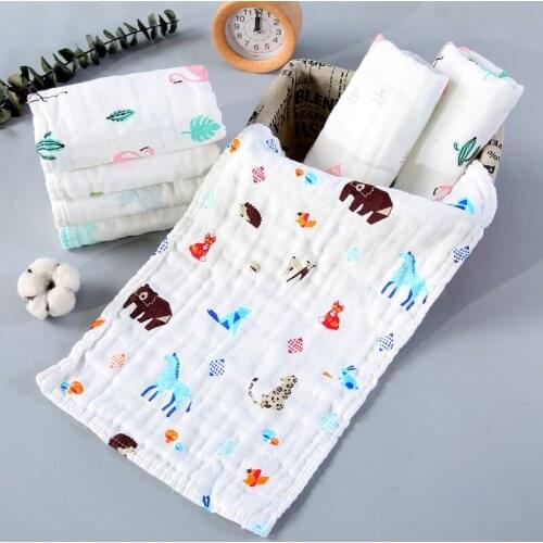 5PCS 6-layer High-Density 100% Cotton A Class Muslin Gauze Wipe Cloth Baby Handkerchief Face Towel Baby Saliva Towel 25x50cm