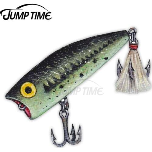 JumpTime 13 x 7.3cm For Fishing Lure Car Stickers Waterproof Personality Bumper Trunk VAN SUV Surfboard Decal Decoration