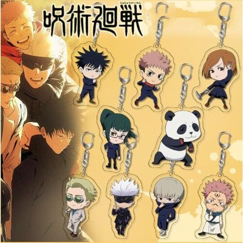 Jujutsu Kaisen Gojo Satoru Keychains Yuji Itadori Megumi Fushiguro Nobara Kugisaki Acrylic Sided Key Ring Cosplay 20+colors