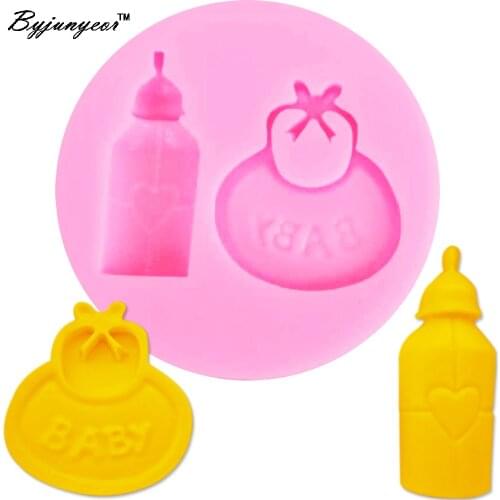 Byjunyeor M526 Baby Saliva Pocket UV Resin Silicone Mold Fondant Chocolate Candy Lollipop Crystal Epoxy Soft Clay Bake Tools