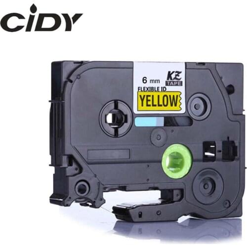 CIDY Tze-FX611 Tz-FX611 black on yellow flexible label Compatible P touch 6mm tze FX611 tz FX611 Label Tape Cassette Cartridge