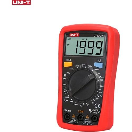 UNI-T UT33C+ Digital Multimeter LCD Meter Ammeter Multitester Backlight Electric AC DC Voltage Current Resistance Tester