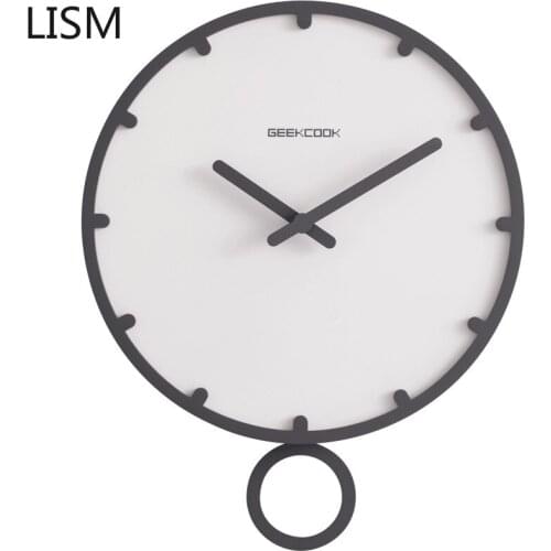 Wood Modern Wall Clock with Pendulum 3d Nordic Modern Minimalist Wall Clock Swing Creative Clocks Wall Home Decor Living Room