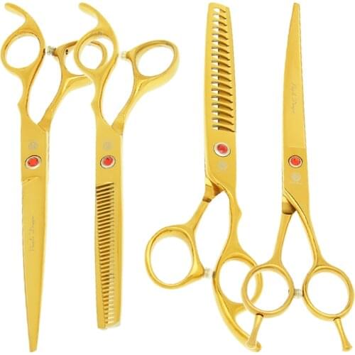 Purple Dragon 7.0" Pet Grooming Scissors Professional Dog Cat Hair Cutting Thinning Curved Shears Puppy Fur Trimming Tool B0016B