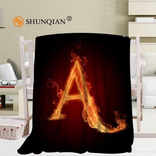 Custom fire letters blanket Flannel Falafel Fabric 56x80inch 50X60inch 40X50inch Sofa Bed Throw Blanket Kid Adult Warm Blanket