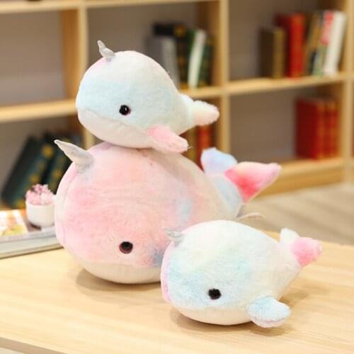 28/45cm Lovely Colorful Narwhal Plush Toys Stuffed Whale Unicorn Fish Doll Soft Animals Pillow for Baby Girls Kids Birthday Gift