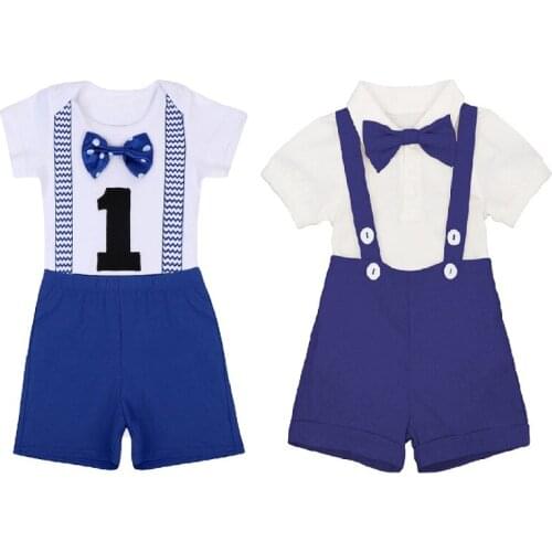 Baby Clothes Set 1st Birthday Cake Smash Outfit Cute Baby Boy Girl Clothes for Photo Shoot Suspender Shorts Baby Wedding Clothes