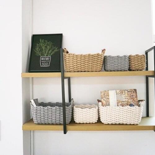 Woven Storage Basket Sundries Toy Clothes Organizer Basket Cotton Handmade Desktop Storage Closet Organzier Storag Box