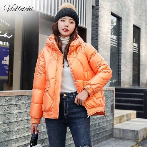 Vielleicht Short Style Cotton Padded Winter Jacket Women Casual Stand Collar Parkas Winter Coats Female Fashion Shiny Outwear