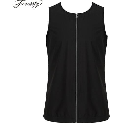 Fashion Summer Sport Tank Tops Men Plus Size Zipper Sleeveless Sweat Enhancing Vest Fitness Shapewear Workout Cycling Exercises