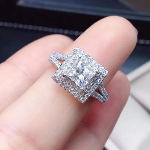 Moissanite, 1 carats Super luxury style square gem rare RING 925 silver contains certificate