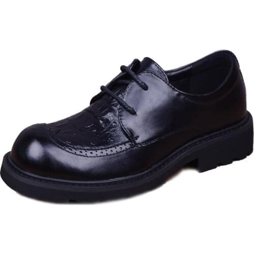 Spring Autumn Business Casual Men Leather Shoes Genuine Leather Suits Shoes Fashion Lace Up Platform Dress Shoes Men Oxfords