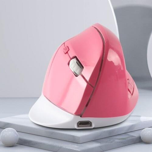 Wireless Vertical Mouse 2.4G Pink Optical Girl Rechargeable Office Mause Ergonomic Gaming Mice For PC Laptop iPad Mac 1600Dpi
