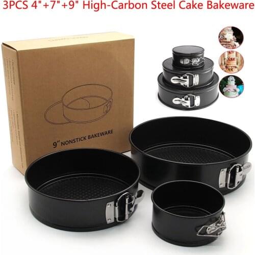 Set Of 3 Non Stick Spring Form Round Cake Baking Bake Tin Tray Pan Bakeware