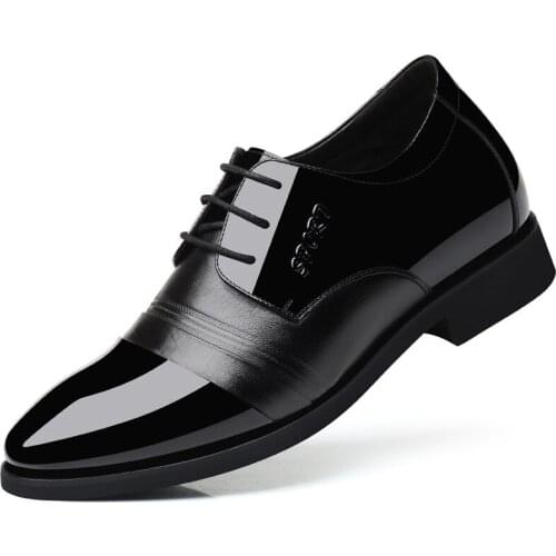 8080 New Cowhide Leather Shoe Soft Bottom Height Increase Breathable Non-slip Soft Mens Wedding Shoes Leisure Mens Shoes