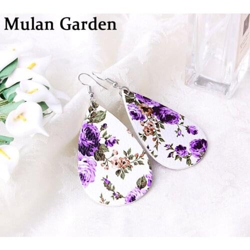 M&G New Trendy Flower Water Drop Earrings Elegant Fashion PU Leather Earrings Simple Fashion Women Accessories Jewelry Gift 2019