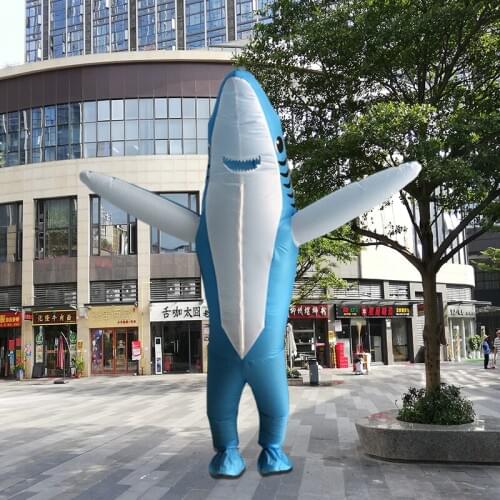 NEW Cute Inflatable Blue Shark Mascot Costume Suits Cosplay Party Game Dress Outfits Clothing Christmas Cosplay Unsiex Gift