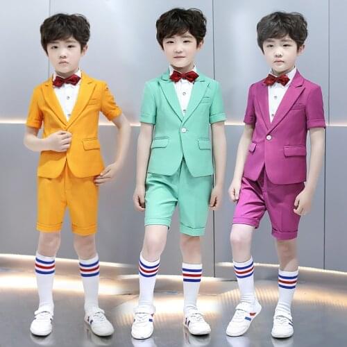 New Fashion Children Set Suit Short Sleeve Handsome Boy Dress Summer Fashion Coat Boys Clothes High Quality Plus Size 110-160