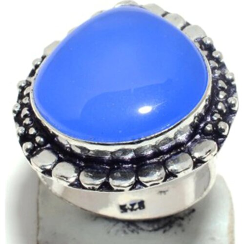 Genuine Blue Chalcedony Ring Silver , Hand Made Women Jewelry gift. Size : All Size , GRP-R