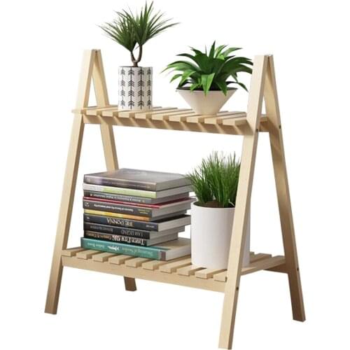 Plant Pot Stand Porch Wooden Shelf Open Spraying 2 Tiers Durable Rack For Garden Yard Balcony Nordic Two-tier Flowerpot Holder