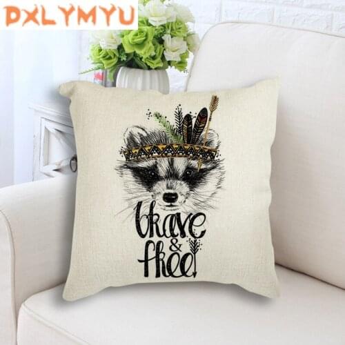 Forest Animal Pillow Nordic Style Rabbit Owl Raccoon Hedgehog Decorative Cushion For Home Decor Sofa Pillowcase 45x45cm