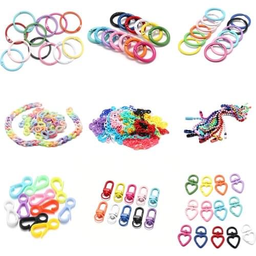 Multi-Colors Mixed Brooch Pins Lobster Clasp Hooks Ball Chain Key Rings Chains For DIY Jewelry Making Supplies Accessories