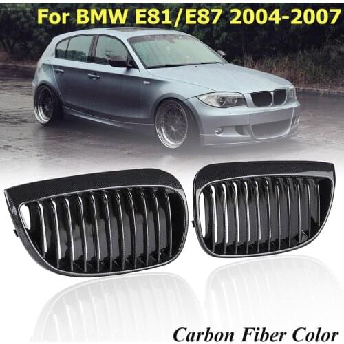 Pair Left & Right Car Front Sport Kidney Grill Grilles Gloss Black / Matt Black /Carbon fiber for BMW E87 E81 1 Series 2004-2007