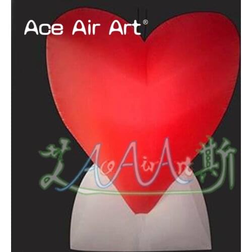 Romantic decoration red inflatable heart with base,2m H inflatable heart shape ground ballon for Valentines Day/Wedding/Event