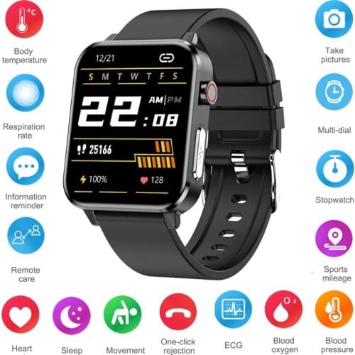 PPG ECG Smart Watch With Body Temperature Heart Rate Blood Pressure Monitor Smartwatch 1.7inch Full Touch For Men Women Sport