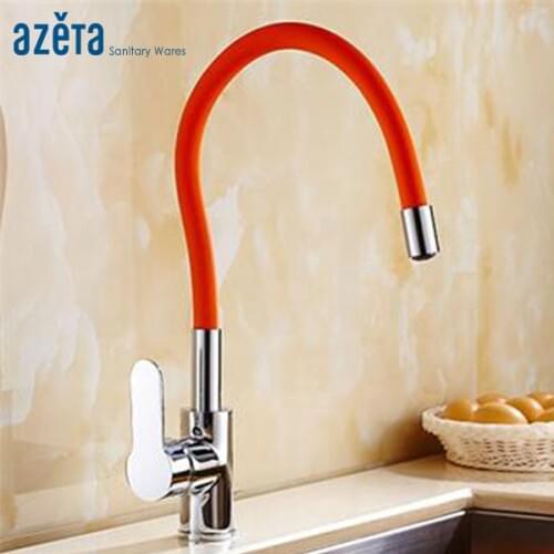 Kitchen Faucet Any Direction Rotating Orange Chrome Color Single Handle Deck Mounted Kitchen Mixer Tap AT8864O