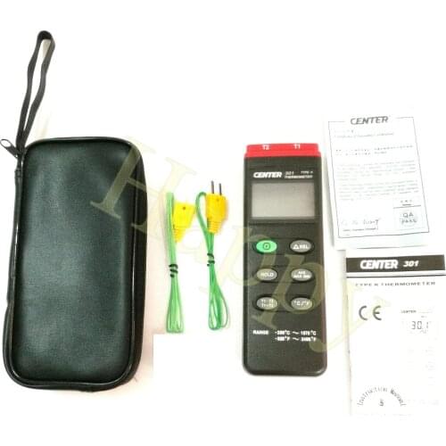 CENTER 301 Temperature Meter -200 C~1370 C (-328oF~2498oF) K-type Thermocouple/Dual Channel/single channel/PC Interface