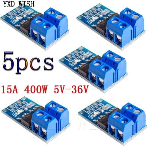 5pcs 15A 400W MOS FET Trigger Switch Drive Module PWM Regulator Control Panel for arduino DC 5V 12V 36V