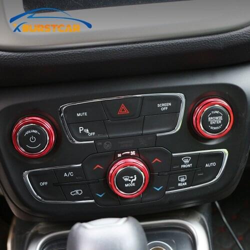 Xburst Car Air Conditioner Knob Switch Button Trim Cover Ring for Jeep Compass 2017 2018 2019 2020 for Automatic AC Accessories