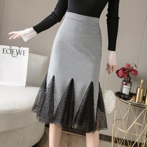 Stretch high waist bag hips skirt women mid-length slim split skirt wedding ceremony festive long skirts office lady clothes