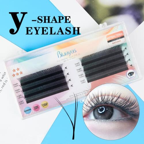 YY Lashes C Curl 9-12mm 8 Rows Premade Fans Eyelash Extension For Professional Double Tips Soft Light Individual False Eyelash