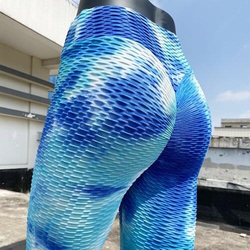 Women Gym Sport Leggings High Waist Push Up Yoga Pants Jacquard tie-dye Fitness Legging Running Trousers Tights workout Pants