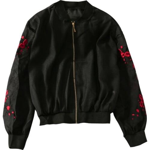 Retro embroidered thin section micro-transparent long-sleeved sun protection womens new loose zipper cardigan jacket