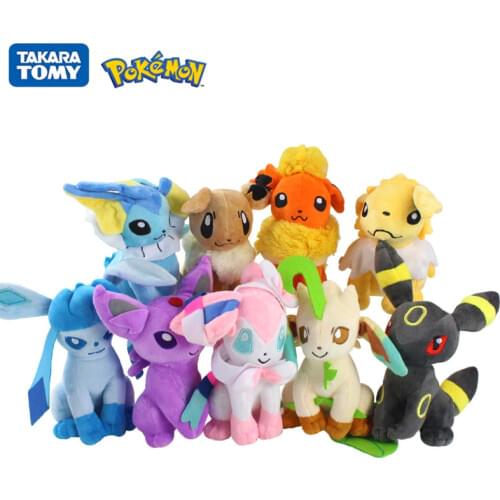 17-25cm Pokemon Pikachu Espeon Jolteon Umbreon Vaporeon Leafeon Glaceon Sylveon Flareon Anime Figure Plush Dolls Toy Kids Gift