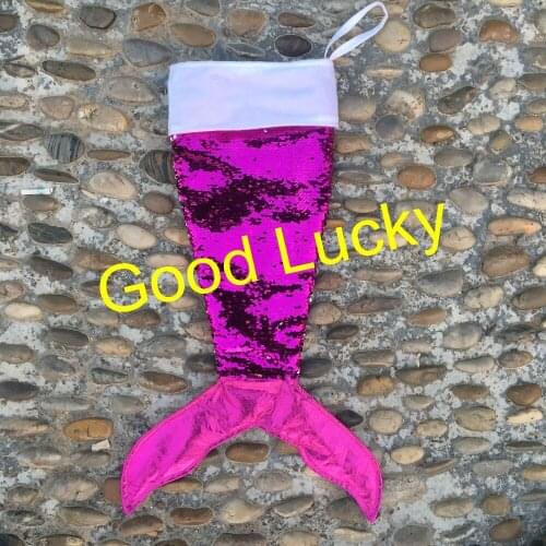 200pcs/lot free shipping Christmas sequin mermaid tail stockings monogrammed stocking kids candy bag X-mas decoration