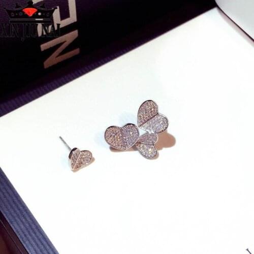 2019 fashion AAAA shining heart stud earrings for women beautiful cubic zirconia silver color smalll earrings