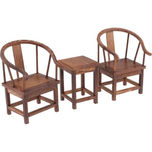 3pcs 1/6 Dollhouse Living Room Furniture Wooden Armchair Table Model Miniature Doll House Accessories Decoration for Figurines