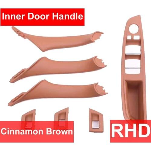 4/7PCS Right Hand Drive RHD For BMW 5 series F10 F11 520 525 Cinnamon Brown Car Interior Door Handle Inner Panel Pull Trim Cover