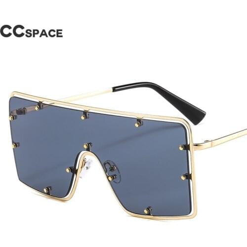 46638 Square Oversized Goggle Luxury Sunglasses Rivet Men Women Fashion Shades UV400 Vintage Glasses