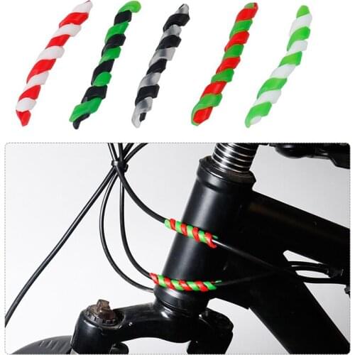 5pcs/lot Bicycle Brake Cable Housing Protector Rubber Anti-friction Bike Frame Guard Cycling Line Pipe Wrap Spiral Screw Sleeve