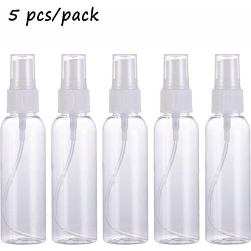 5pcs 60ml Portable small Transparent Plastic Clear Plastic Empty Spray Bottles PET Refill Mist Pump Travel Refillable Bottles