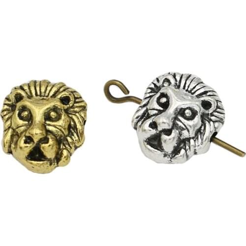 KJjewel Accessories Loose Beads Antique Silver Plated Lion Spacer Beads fit Jewelry Making Bracelet Jewelry Findings 16x13mm