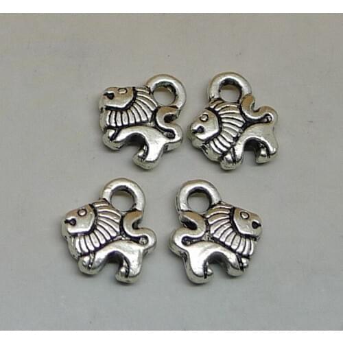 ALY ALY 200pcs/lot Vintage Silver Lion Charms 9x10mm Fashion Leo 2 Sided King Animal Pendant Drops