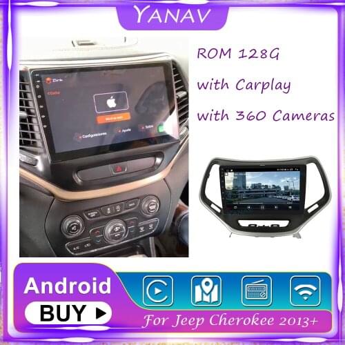 Car Radio Android 2Din GPS Navigation For Jeep Cherokee 2013+ Stereo Receiver Audio Video Multimedia MP3 Player with 360 Cameras